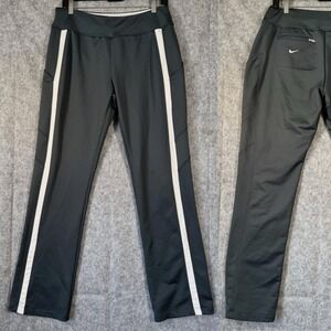 Vtg Nike Track Pants Womens Medium 90s Stripe Black Athleisure Sporty Activewear